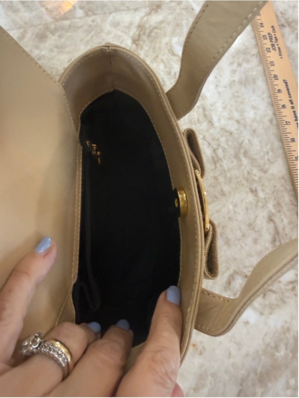 Salvatore Ferragamo Mini hand Bag Beige Gold, ribbon bow, Italian - Picture 3 of 9